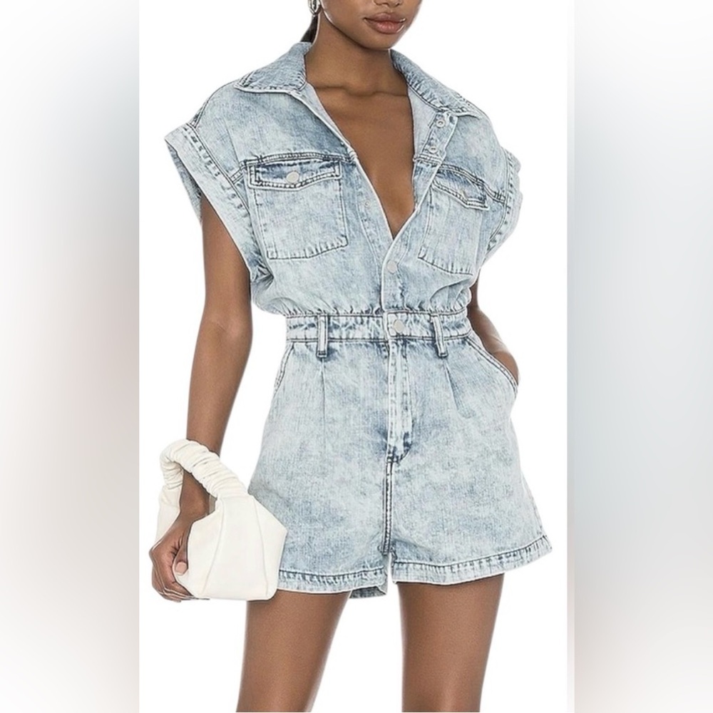 Blank NYC Acid Washed Denim Romper Women's SZ SM - Picture 1 of 10